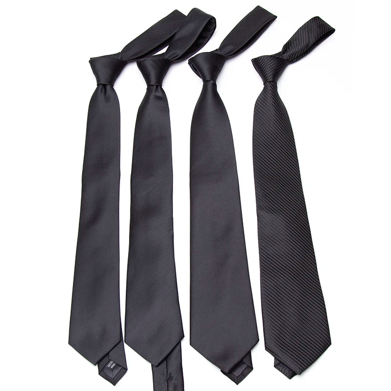 New Mens Tie 8cm 7cm 6cm Classic Black Slim Ties for Men Accessories Neckties Wedding Party Formal Dress Casual Solid Gifts Tie Qme