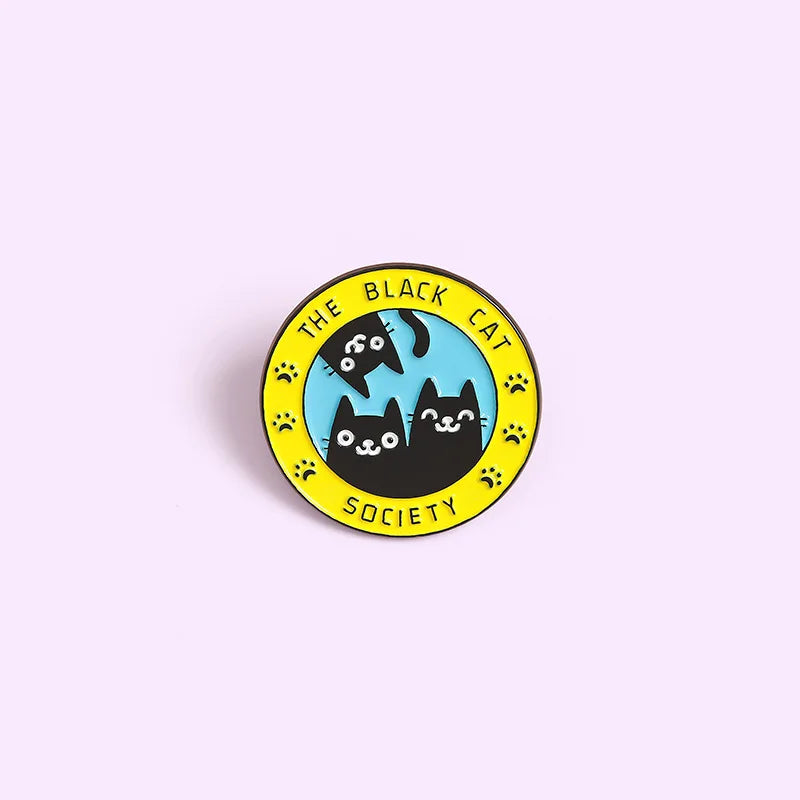 Black Cat Humane Society Custom Enamel Pins Witchcraft Cute Cartoon Brooches Badges Fashion Lapel Pin Gifts for Friend Wholesale Qme