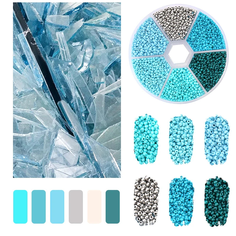 Brand New 2mm Gradient Seed Beads Kit For Jewelry Making Glass Jewelry Beads For Needlework Craft Necklace Bracelet Handmade DIY Qme Blue gradient 2MM