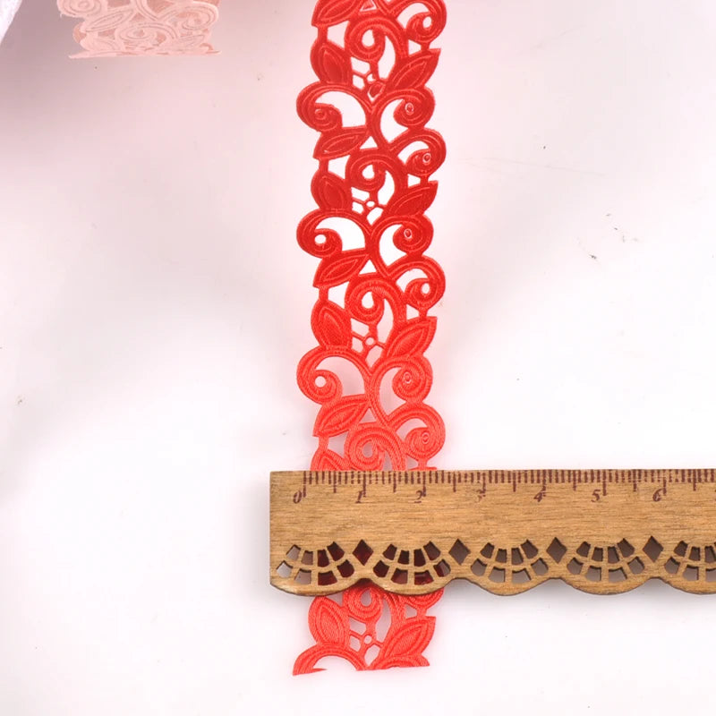 2.5cm Flower Ribbons For Crafts DIY Embroidered Decoration Sewing Accessories Scrapbooking Lace Ribbon Handmade Materials c2422 Qme