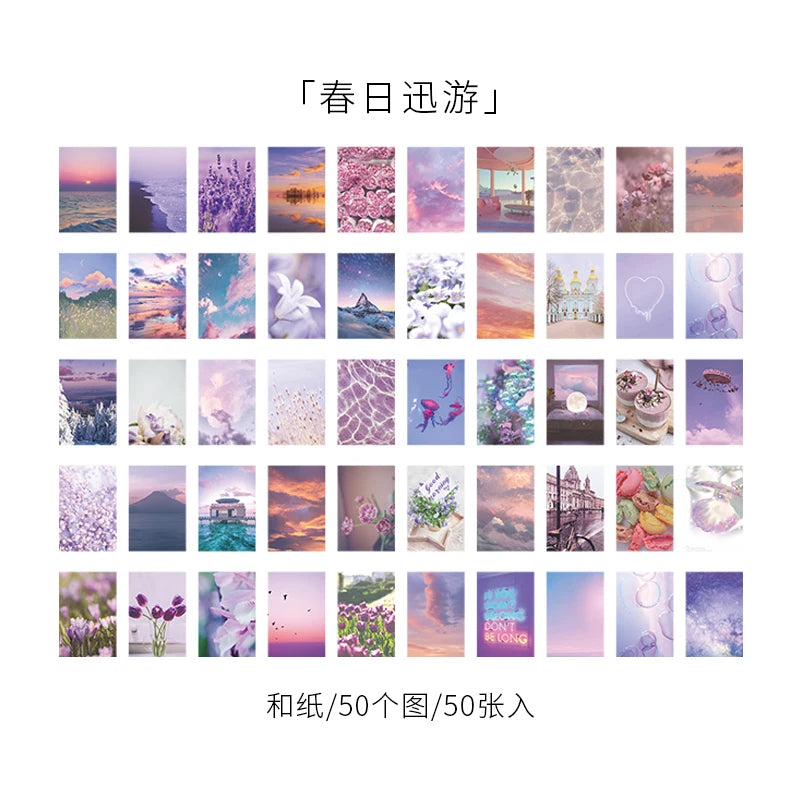 50pcs Life Scenery Sticky Book Style Deco Stationery Scrapbooking Decorative background Stickers Sticky Art Aesthetics Stickers Qme 8