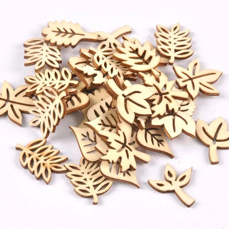 50Pcs Mix Pattern Wood Slices DIY Scrapbook Crafts Supplies Unfinished Wooden Home Decorations Handmade Ornament 25-30mm m2204 Qme