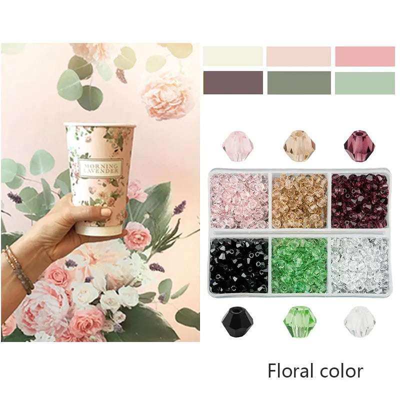 600pcs Wholesale 4mm Glass Bicone Beads Crystal Beads Faceted Austria 5238 Bead Embroidery For Jewelry Making Best Selling Color Qme Floral color