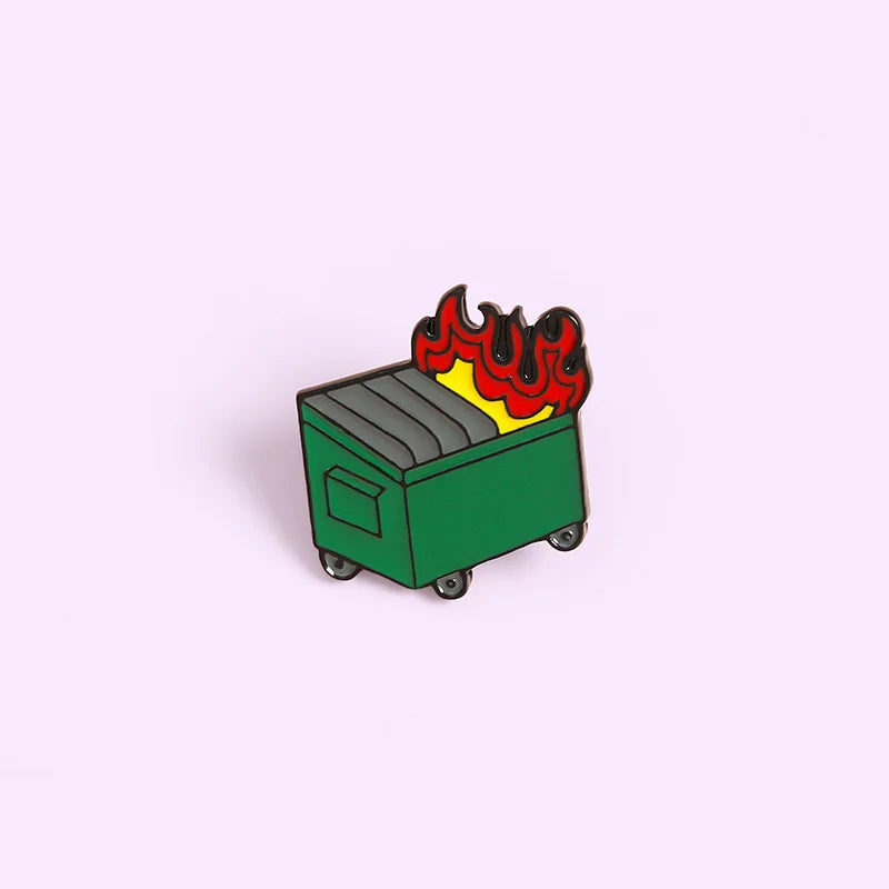 Dumpster Fire Custom Enamel Pins Bad Hair Day Brooches Lapel Badges Fashion Pin Lapel Pin New Year Gifts for Friends Wholesale Qme
