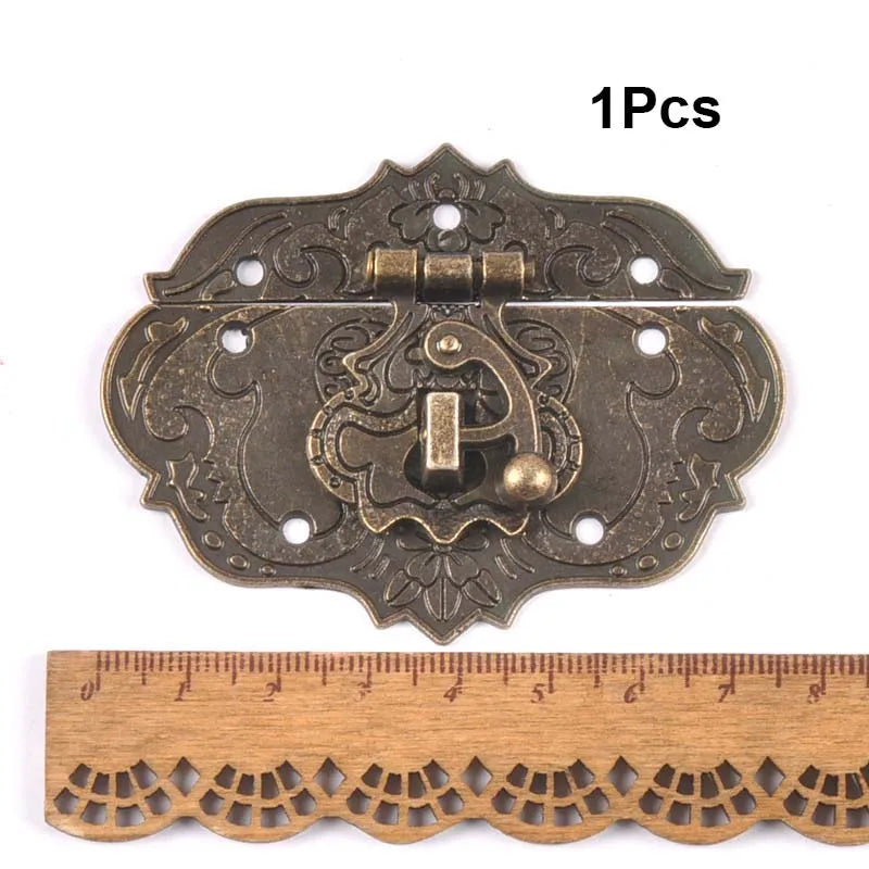 Vintage Brass Hardware Latch Hook Decorative Jewelry Box Hardware Wooden Boxes Furniture Buckle Clasp Lock Wood Case Hasp c2264 Qme 1pcs