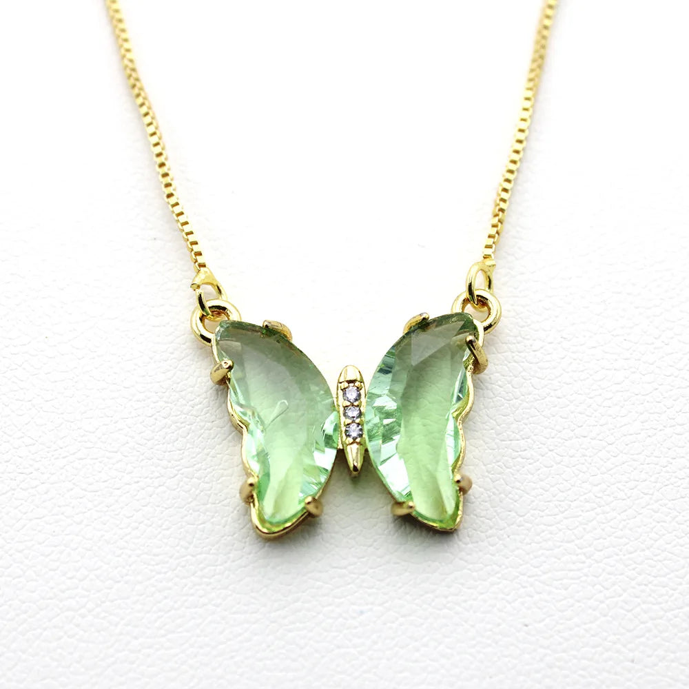 New AA Cubic Zircon Elegant Limited Jewelry Crystal Butterfly Double Sided Necklace Ladies Simple Style Jewelry Gift Qme 17