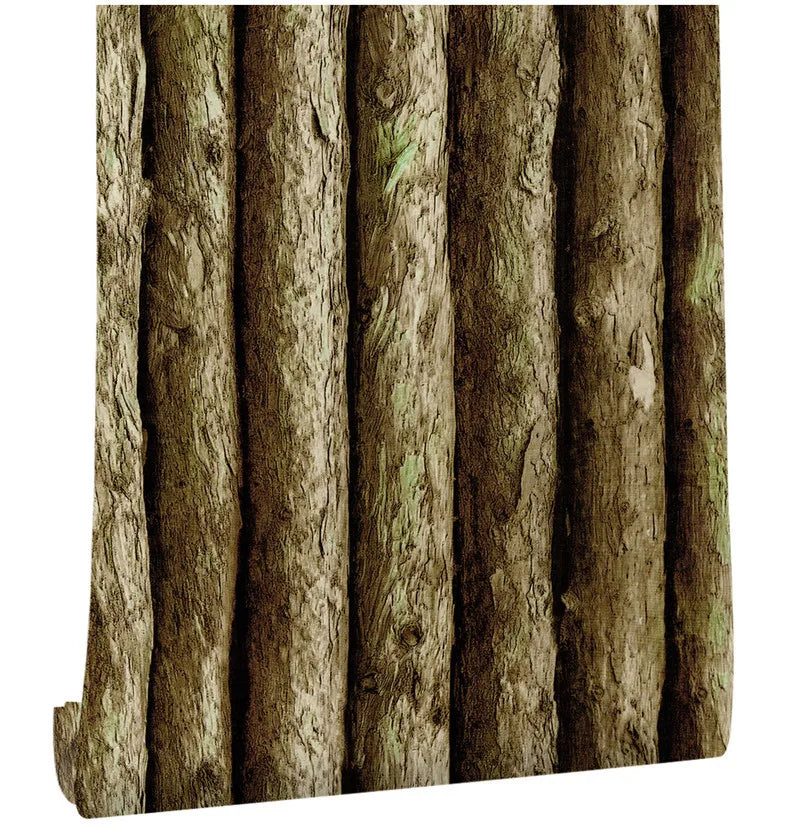 Vinyl 3D Log Cabin Self Adhesive Wallpaper 6m Peel Stick Contact Qme Brown 6mx45cm