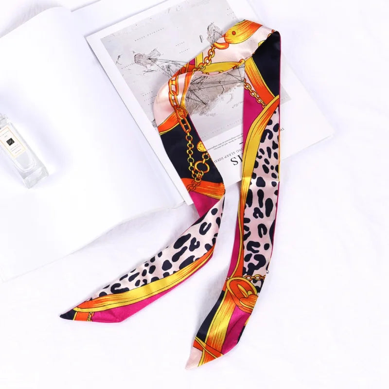 Print Flower Small Scarf Women Handle Bag Ribbons Fashion Head Long Qme SJ-S27