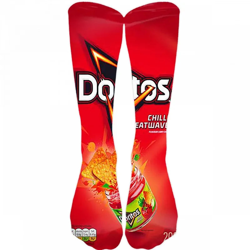 Creativity Long Socks Female Art 3D Printed Potato Chips Tomato Qme style20 One Size China Mainland