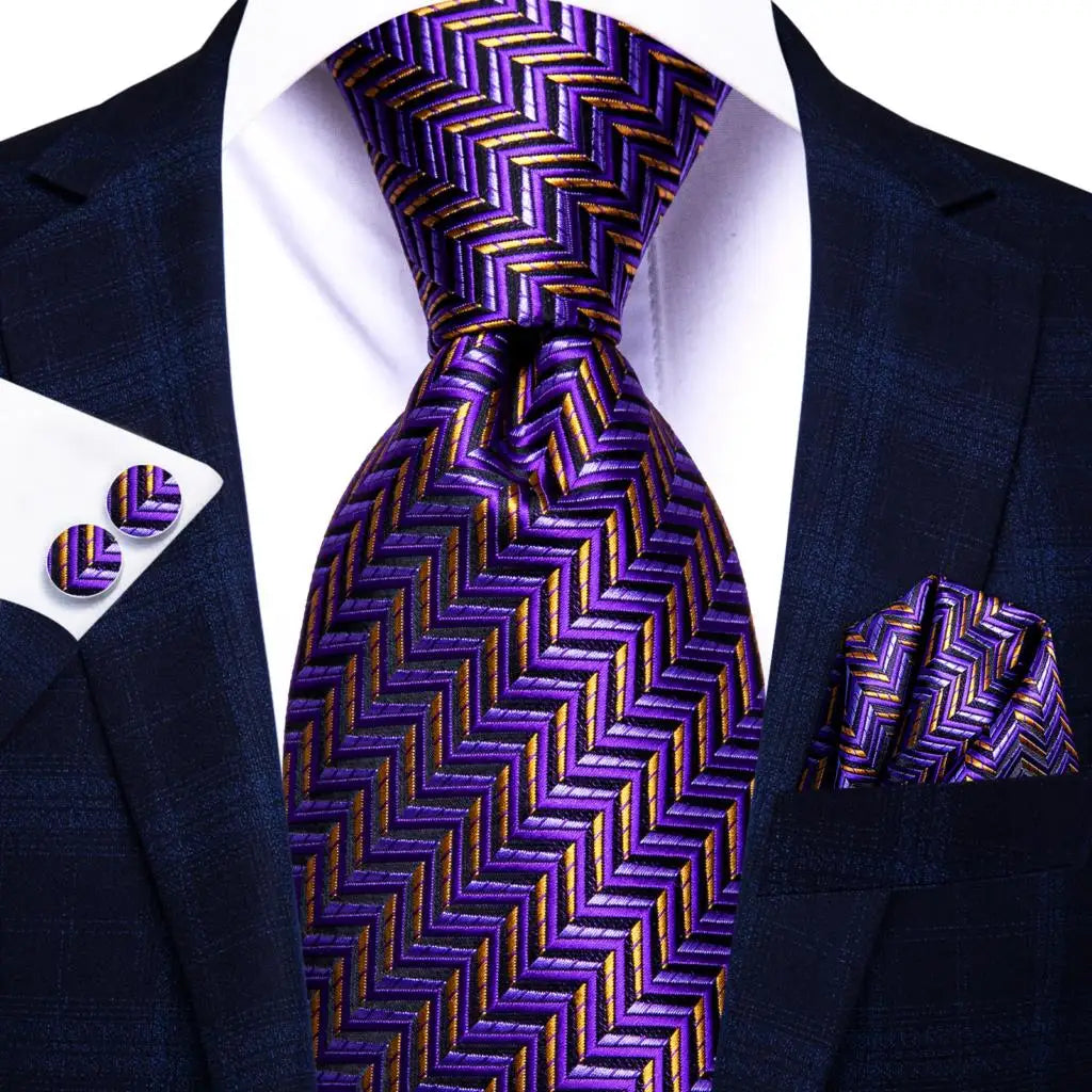 Navy Blue Striped Wedding Tie Men Fashion Design Green Red Necktie