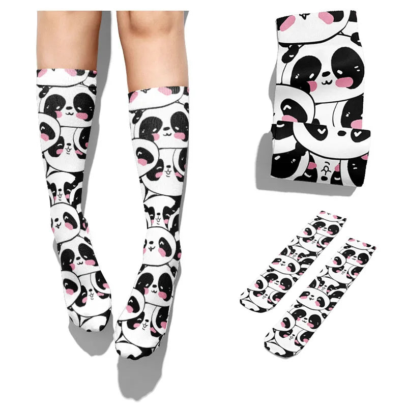 Funny Harajuku 3D Printing Cute Cartoon Panda Socks Men Women's Qme