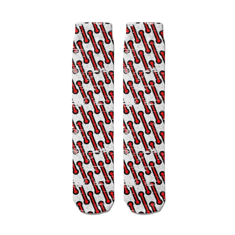 3D Cool Doodle Printing Socks Fashion Trend Hip Hop Thigh Colorful Qme style8 One Size China Mainland