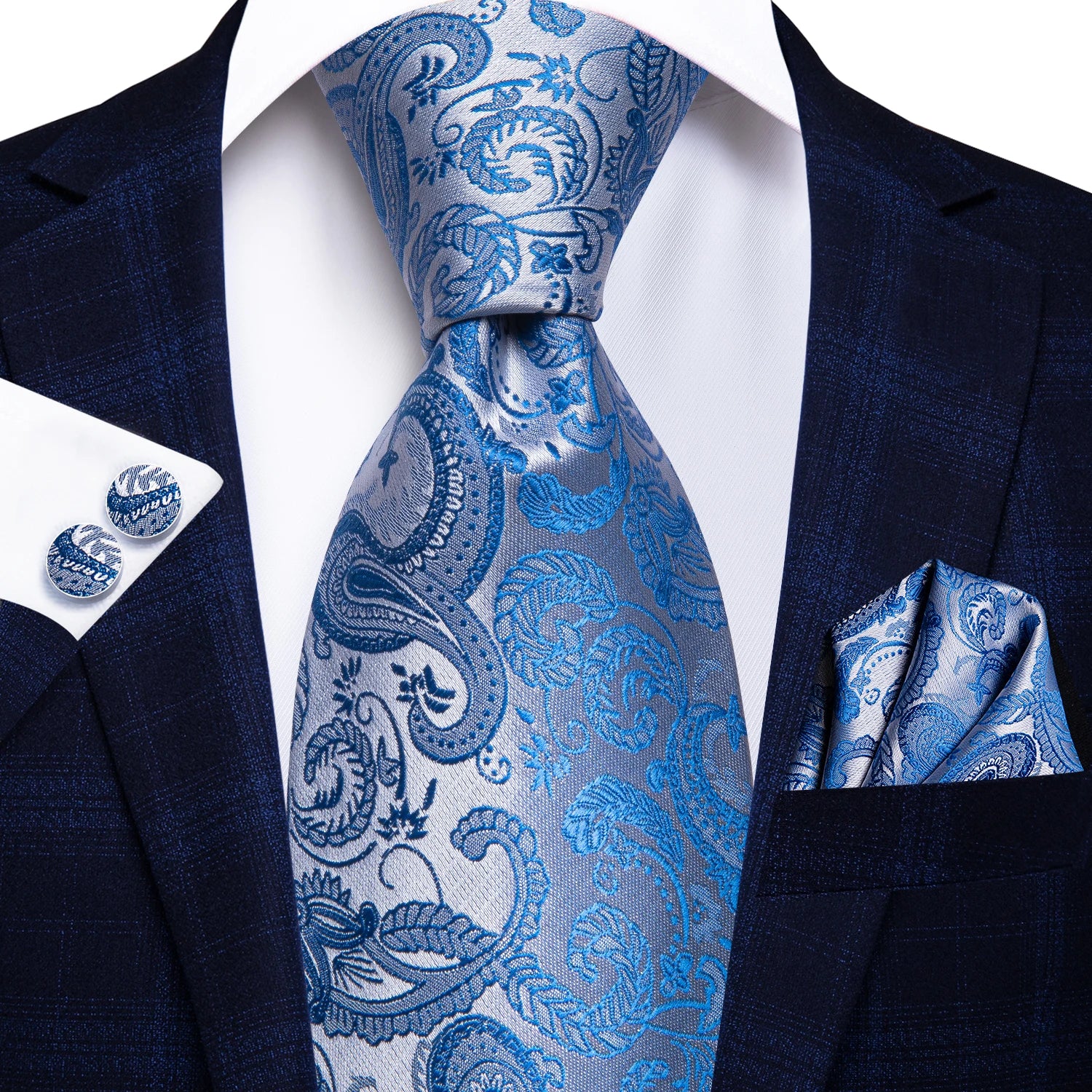 Hi-Tie Elegent Men's Tie Set Gold Paisley 8.5cm Wedding Ties For Men New Fashion silk Design Hanky Cufflinks Set Quality Necktie Qme 1618