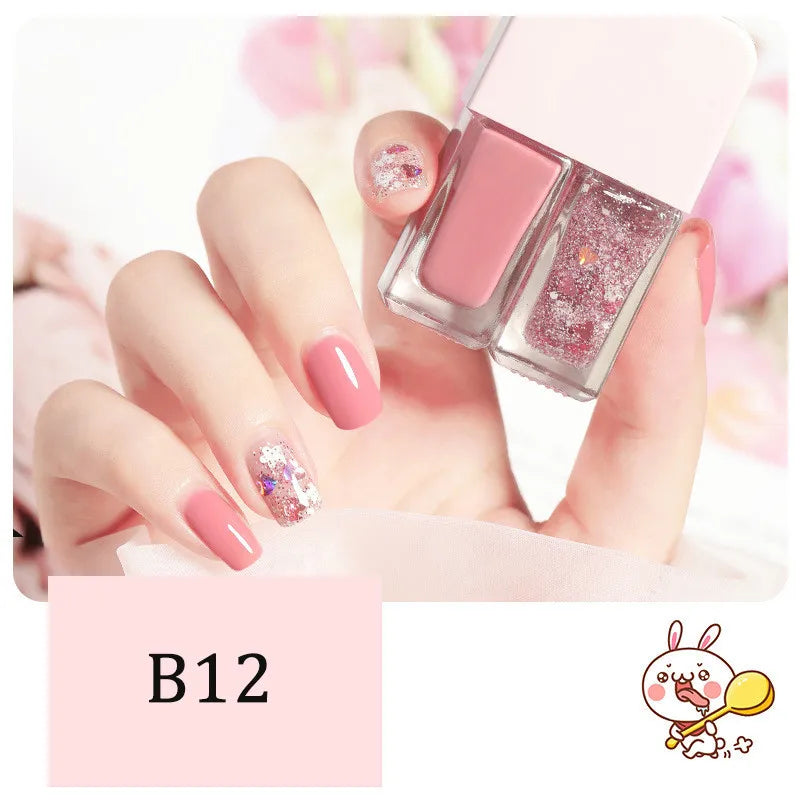 New 2 In 1 Candy Color Nail Polish Manicure Water-based Bright Scrub No Bake No Peeling Quick Dry Waterproof Lasting Nail Polish Qme B12
