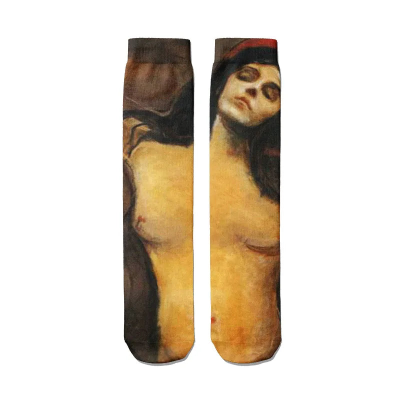 Van Gogh Mural World Famous Painting Sunflower Socks Men Novelty Qme style25