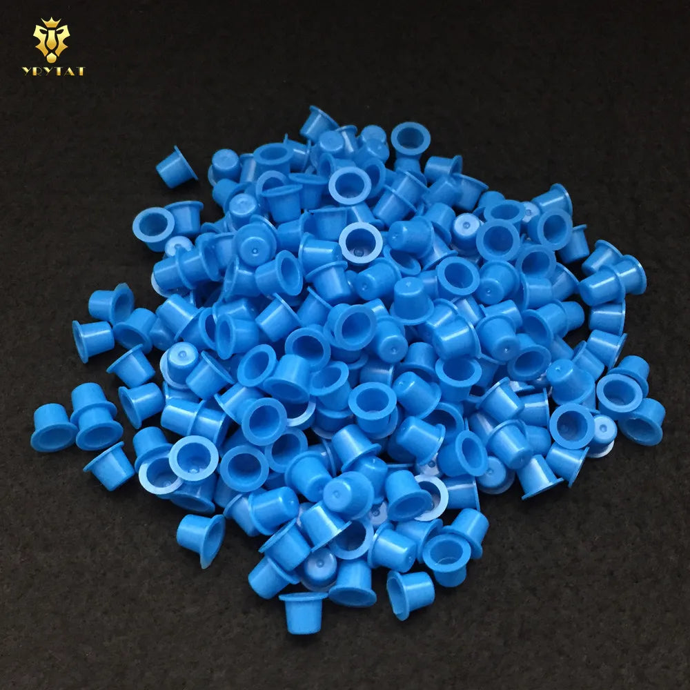 1000pcs 8mm Small Size Tattoo Ink Cups Caps Permanent Makeup Pigment Cups Caps Supply YIC9-1000# Qme Blue