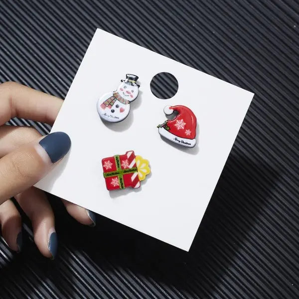 3pcs/set Merry Christmas Custom Brooches Christmas Socks Christmas Tree Elk Enamel Badge Brooch Women Fashion Party Jewelry Gift Qme style 6