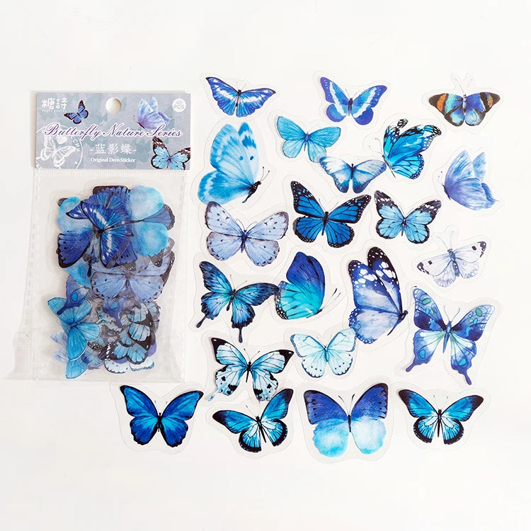 40Pcs/lot Butterfly Deco Stickers Scrapbooking Bullet Journaling Toy Retro Craft Deco Album DIY Stationery Stickers Waterproof Qme G