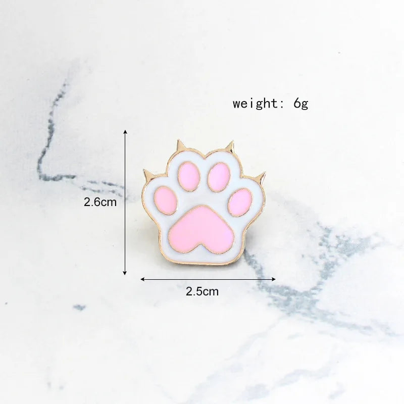 Cute Cat Paw Enamel Pins Pink Cat Foot Pin Backpack Hat Lapel Pin Badge Fashion Cartoon Jewelry Pins Gift To A Friends Wholesale Qme