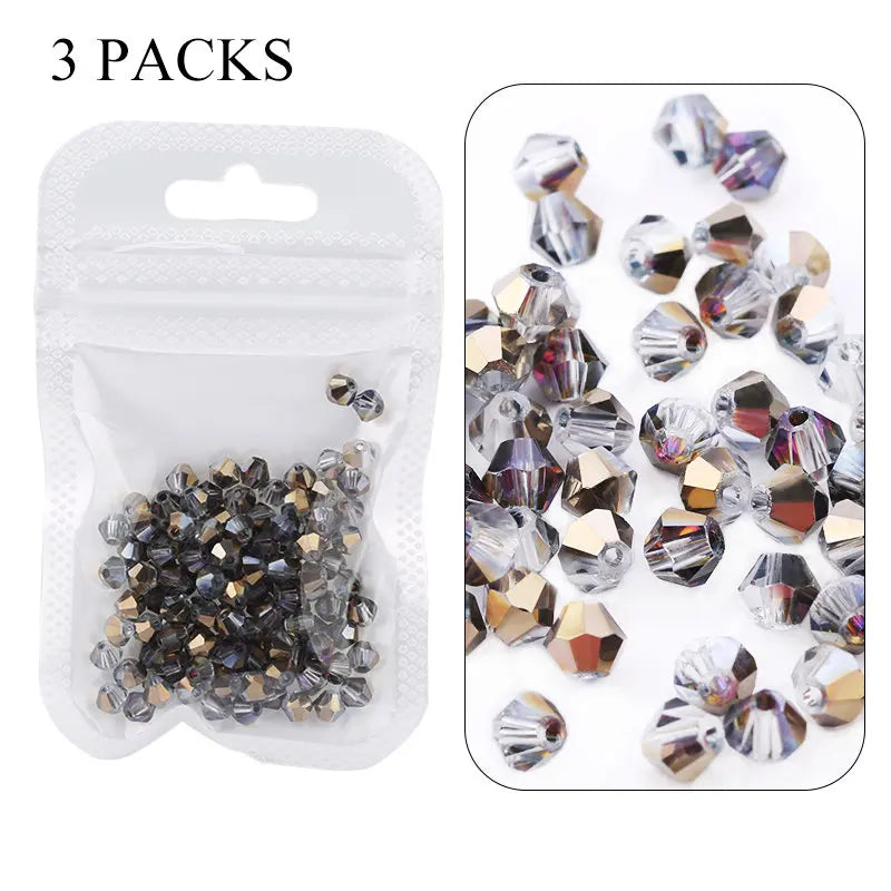 4mm Shiny AB color Crystal Bicone Beads Glass Jewelry Beads Loose Spacer Beads earring bracelet making Jewelry Accessories DIY Qme 8
