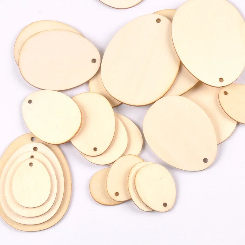 30-120mm Easter Egg Wood Slices Pendant Craft For DIY Scrapbooking Drop Hanging Wooden Ornaments Home Decor m2570 Qme