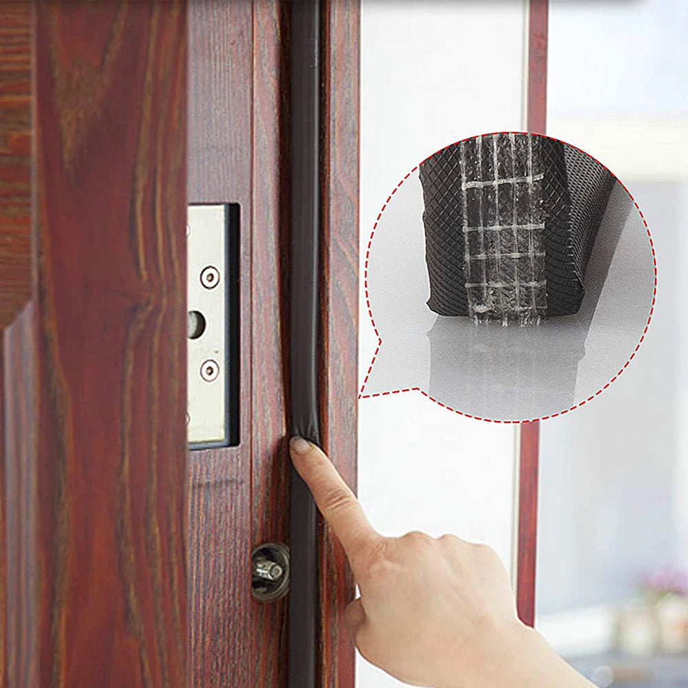 V Shape Adhesive Weather Stripping Door Frame Seal PU Foam Window Insulation Anti Collision Soundproof Tool Brown Qme