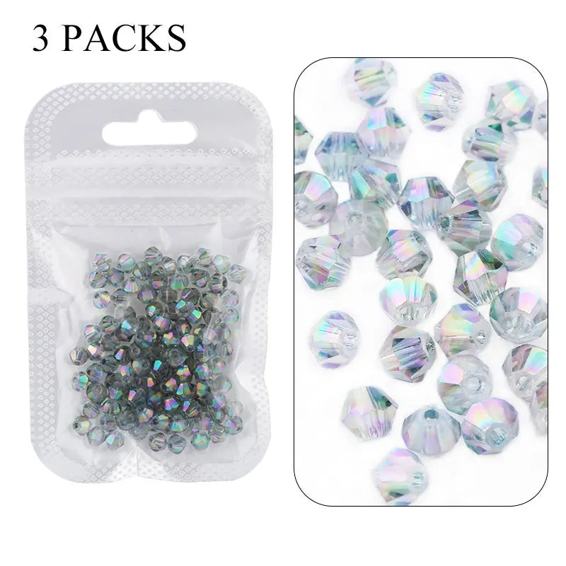 4mm Shiny AB color Crystal Bicone Beads Glass Jewelry Beads Loose Spacer Beads earring bracelet making Jewelry Accessories DIY Qme 7