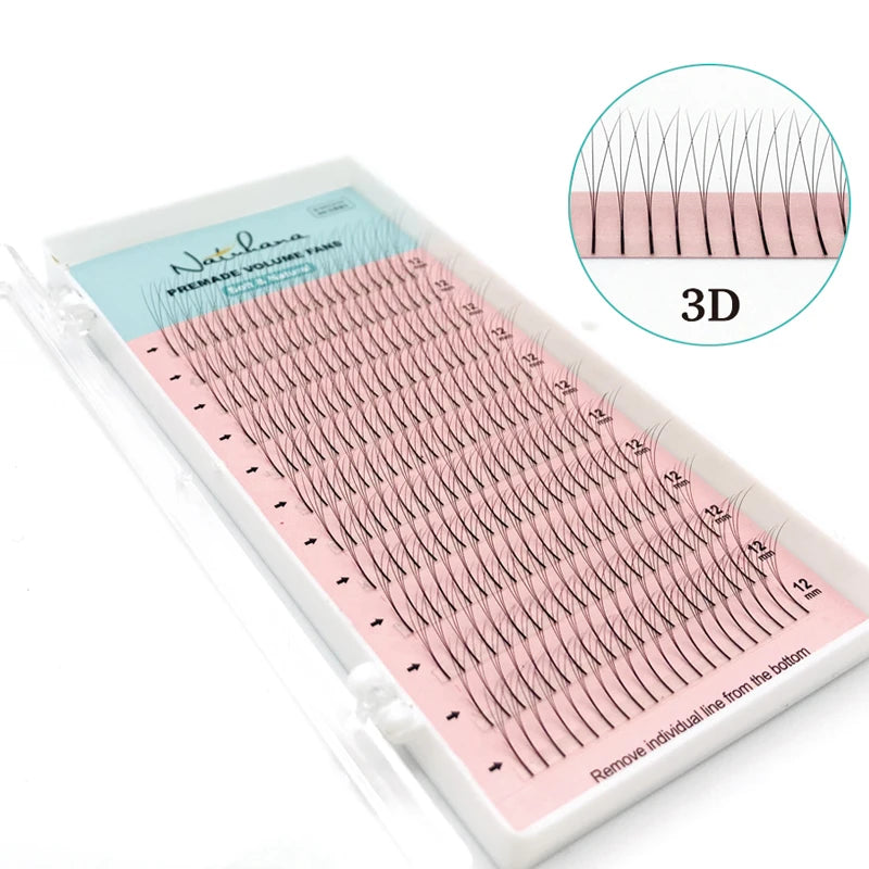 NATUHANA 3D 4D 5D 6D Long Stem Premade Volume Fans Faux Mink Eyelash Qme