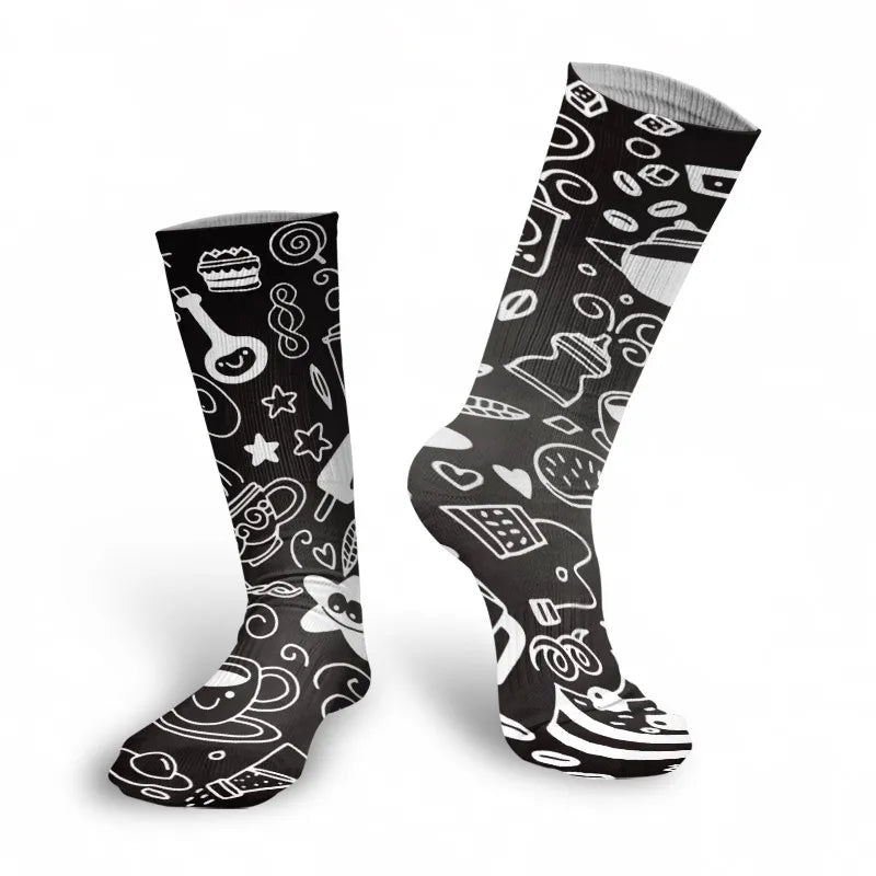 Mens Sock Funny Cartoon Doodle Pattern Hip Hop Cool Socks Women Happy Qme style9 One Size China Mainland