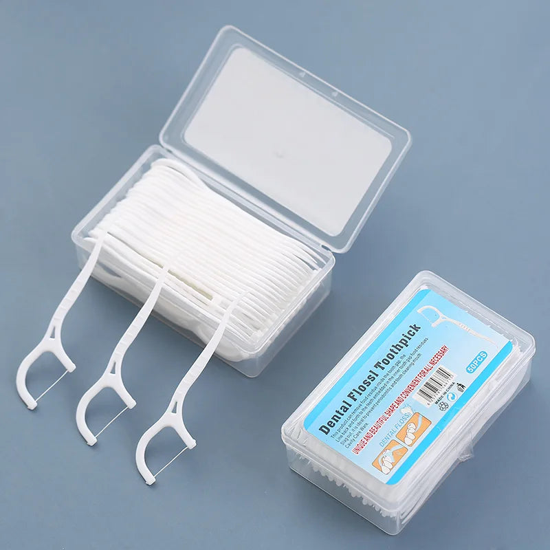 50 Dental Floss Flosser Picks Toothpicks Teeth Stick Tooth Cleaning Qme