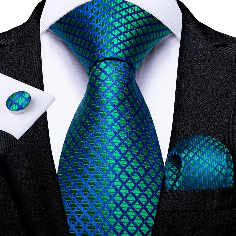 Hi-tie Light Blue Striped Novelty Wedding Tie Men Handky Cufflinks