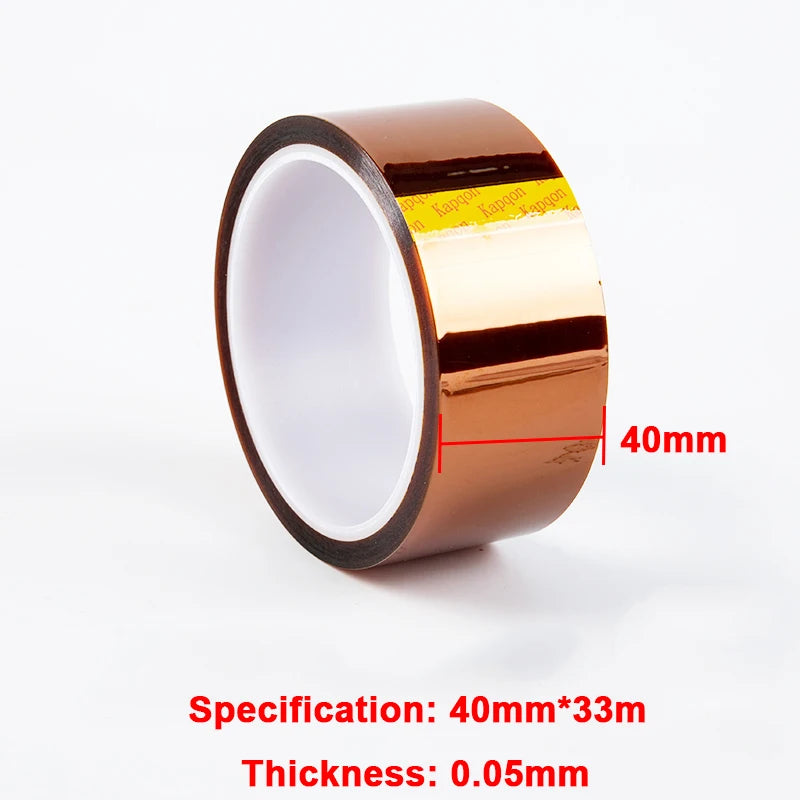 33M Gold High-Temperature Heat Resistant Adhesive Tape Polyimide 10-50MM Width No Residue for Masking Soldering Etc Qme 40mmX33m