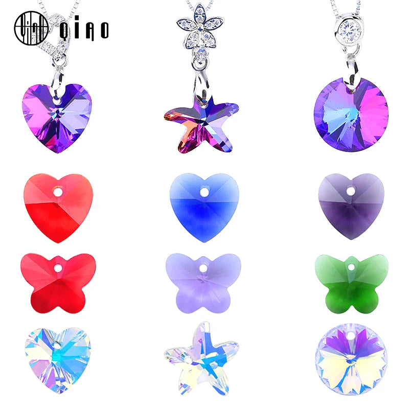 14mm Mixed Color Heart Shape Pendant Glass Beads Gems Starfish butterfly charms for Women Jewelry Making Earring Necklace DIY Qme