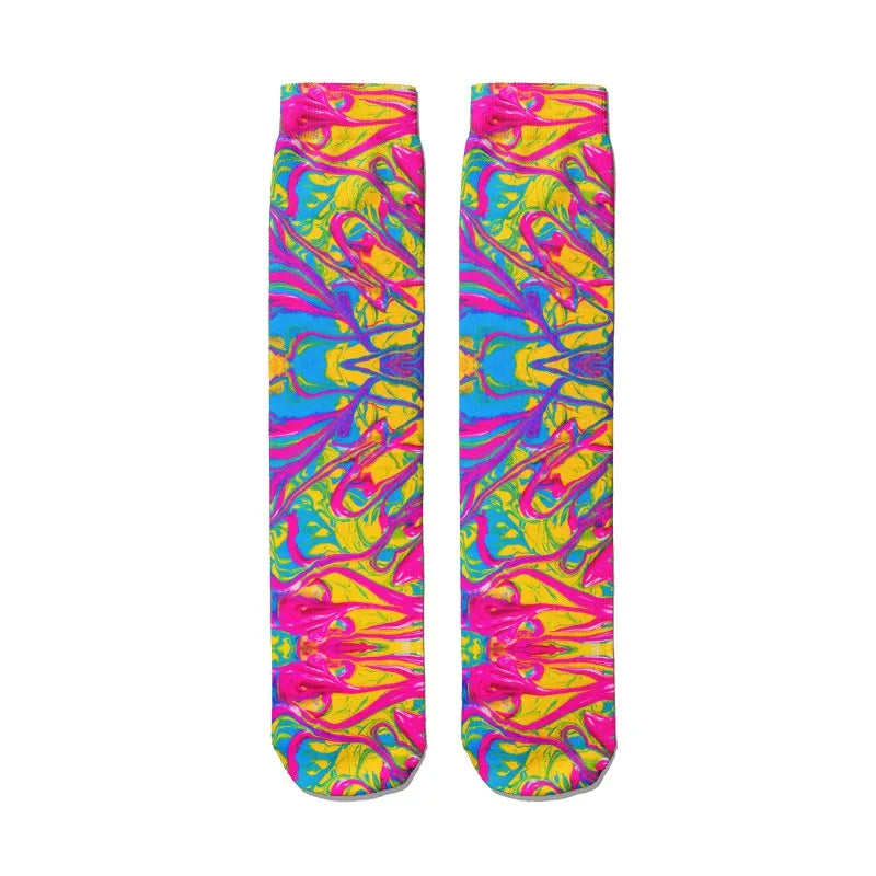 Fashion Graffiti Hip-hop Socks Novelty Print Couple Cotton Women Qme style5 One Size China Mainland