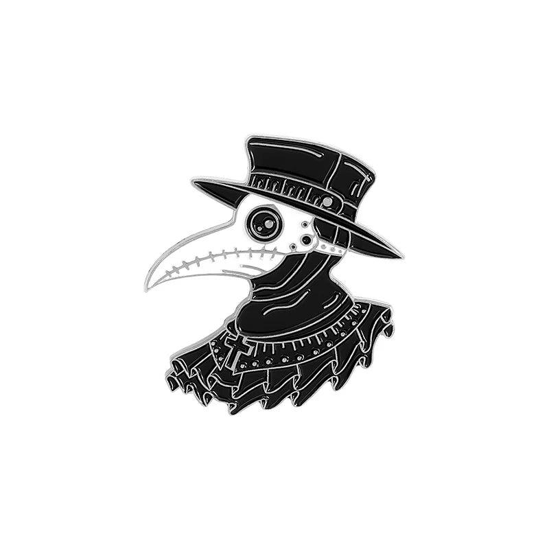 Punk Plague Doctor Enamel Lapel Pins Gothic Brooches Badges Black Death Fashion Pins Gifts for Nurse Friends Jewelry Wholesale Qme 12