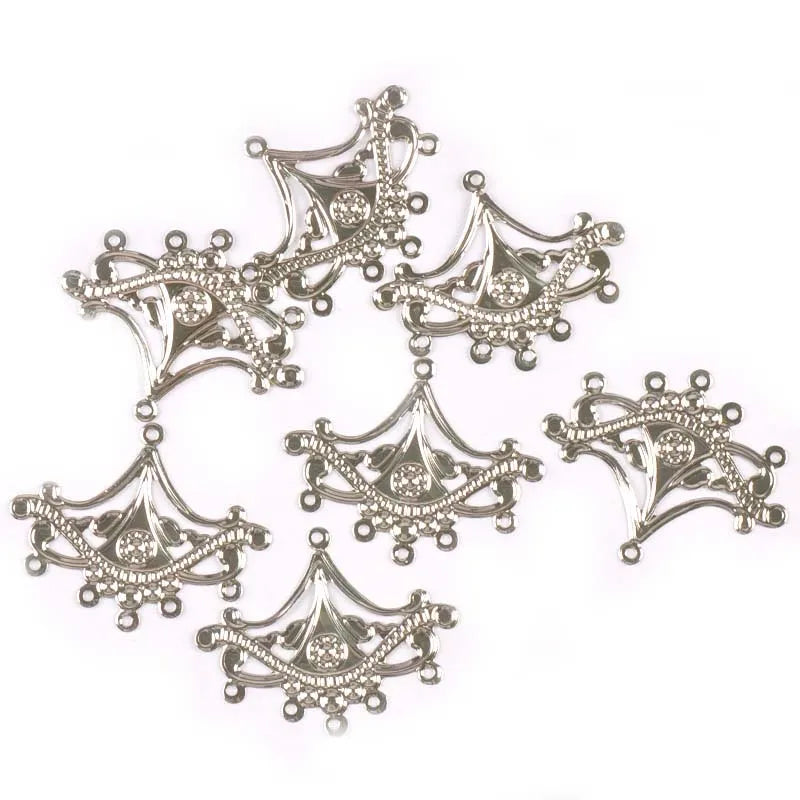 10Pcs/set Gold Silver Flower Filigree Wraps Connectors Metal Crafts For DIY Findings Jewelry Making Handicraft Scrapbook yk0766 Qme silver