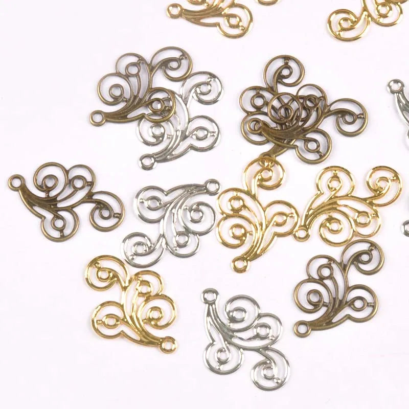 30Pcs Mixed Metal Crafts Connectors Flower Filigree Wraps For DIY Scrapbook Home Decor Embellishments Handicraft 31x21mm yk0773 Qme
