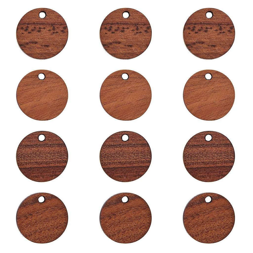 20Pcs Vintage Natural Wood Charms Flat Round Teardrop Saddle Brown Wooden Pendants Bulk for Women Jewelry Earrings Making Qme