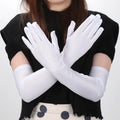 Classic Adult Black Opera Elbow Wrist Stretch Satin Finger Long Qme WHITE length-52cm