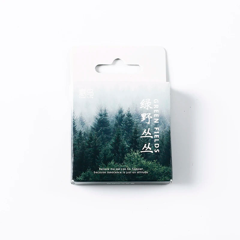 46Pcs/Box Green Forest Series Stickers Aesthetic Stickers Diary Planner Decorative Mobile Stickers Scrapbooking Craft Sticker Qme