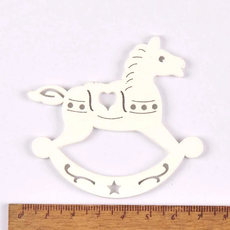 5pcs+1m hemp rope Christmas Tree Ornament Wooden Hanging Pendants White angels/stars/snowflakes Christmas Decorations for Home Qme 5