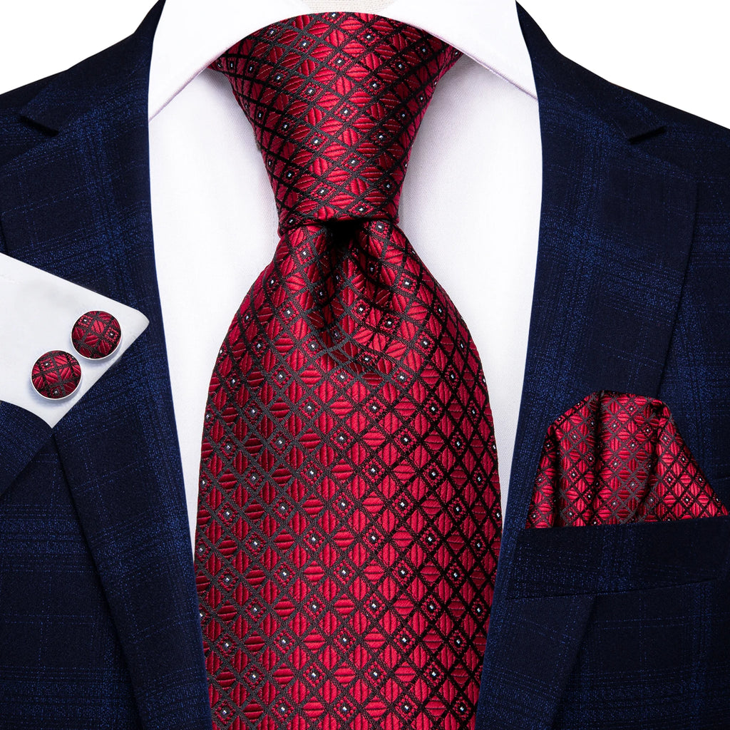 Hi-tie Paisley Wine Red 100 Silk Men's Tie Neckties Ties Men Formal Qme