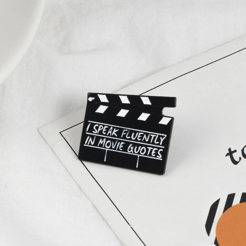 Clapperboard Enamel Pins Film Clapper Board Lapel Badge Movie Scene Board Brooches Badges Gift for Movie Lover Cinema Wholesale Qme