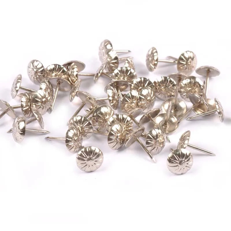 50Pcs Brass Upholstery Nails Tack Antique Furniture Sofa Door Box Case Decor Tack Stud Pushpin Head Doornail Woodwork Tool c2893 Qme