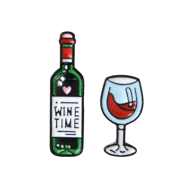 Bottle and Wine Custom Pin Lapel Pin Enamel Pins Badges Brooches for Men Women Unisex Food Jewelry Gift for Wine Lover Wholesale Qme Set