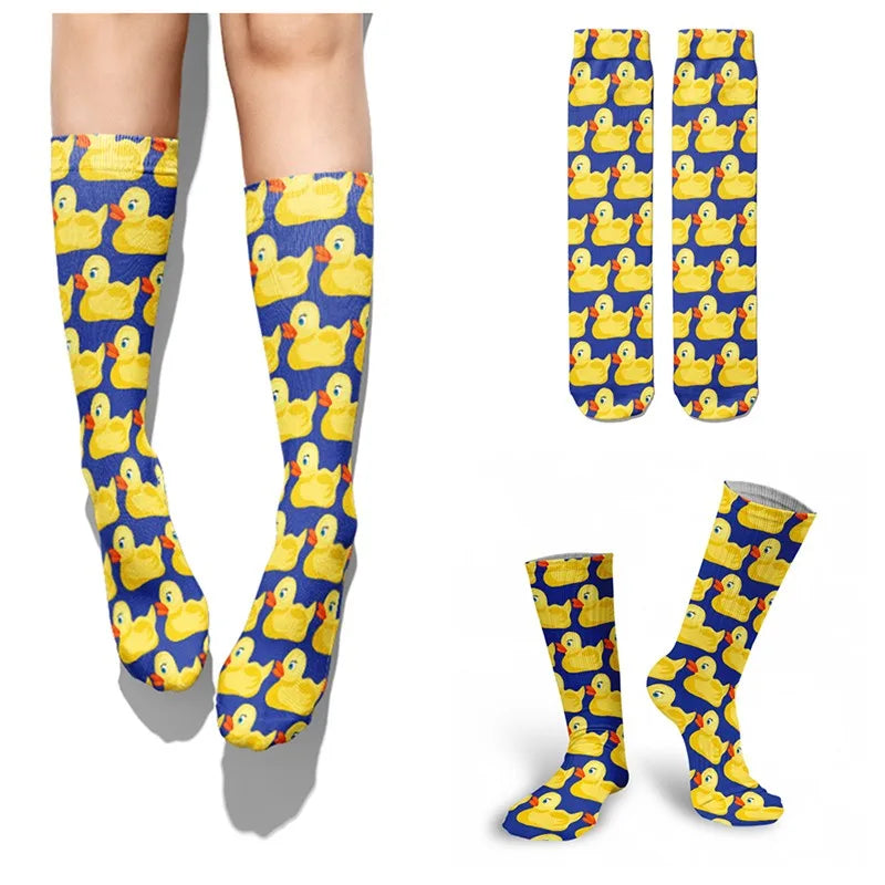 Cartoon Socks Animal Print Duck Cute Harajuku Kawaii Women Skarpetki Qme