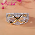 Infinity Love Ring 925 Sterling Silver Color Shining Cubic Zircon Bowknot Letter 8 Eternity Promise Jewelry for Woman Girlfriend Qme 11