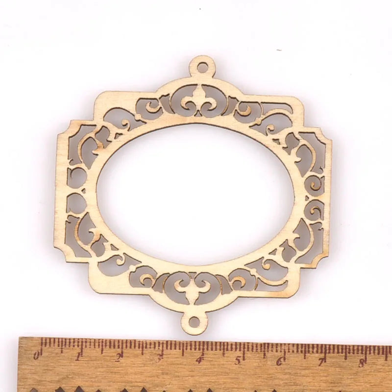 Hollow Photo Frame Natural Wood Slices DIY Crafts Scrapbook For Kids Handicrafts Wooden Ornaments Home Decoration 5Pcs m2561 Qme