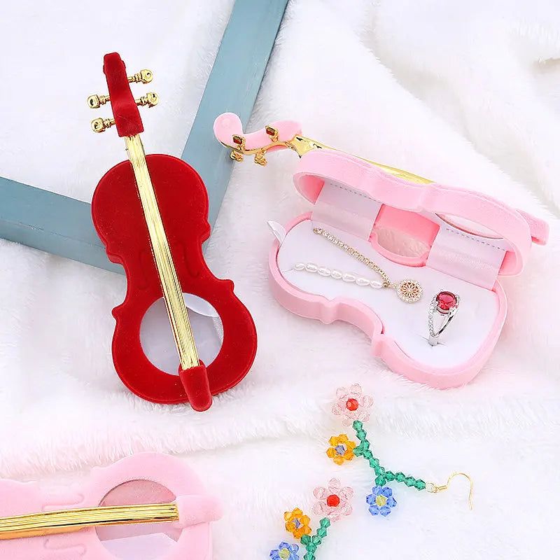 1 Piece unique Cello Gift Box Holder Jewelry box case Velvet Wedding Ring Box for Earrings Necklace Display & Packaging 2 colors Qme