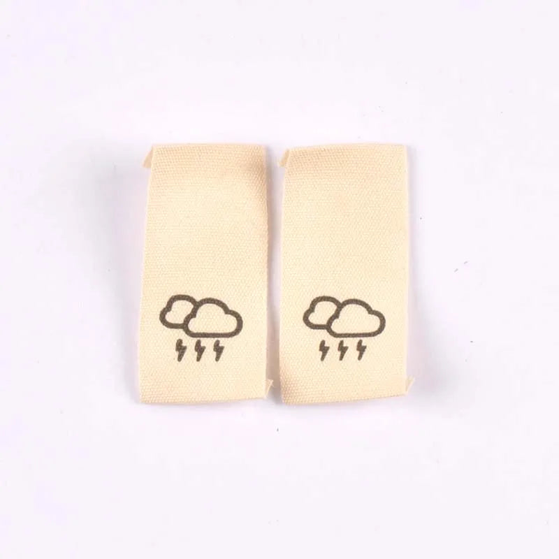 50pcs Cotton Woven Weather Pattern Beige Labels For Clothes Care Sewing Garment Accessories Bags Tags Washable 42x20mm c2440 Qme 5
